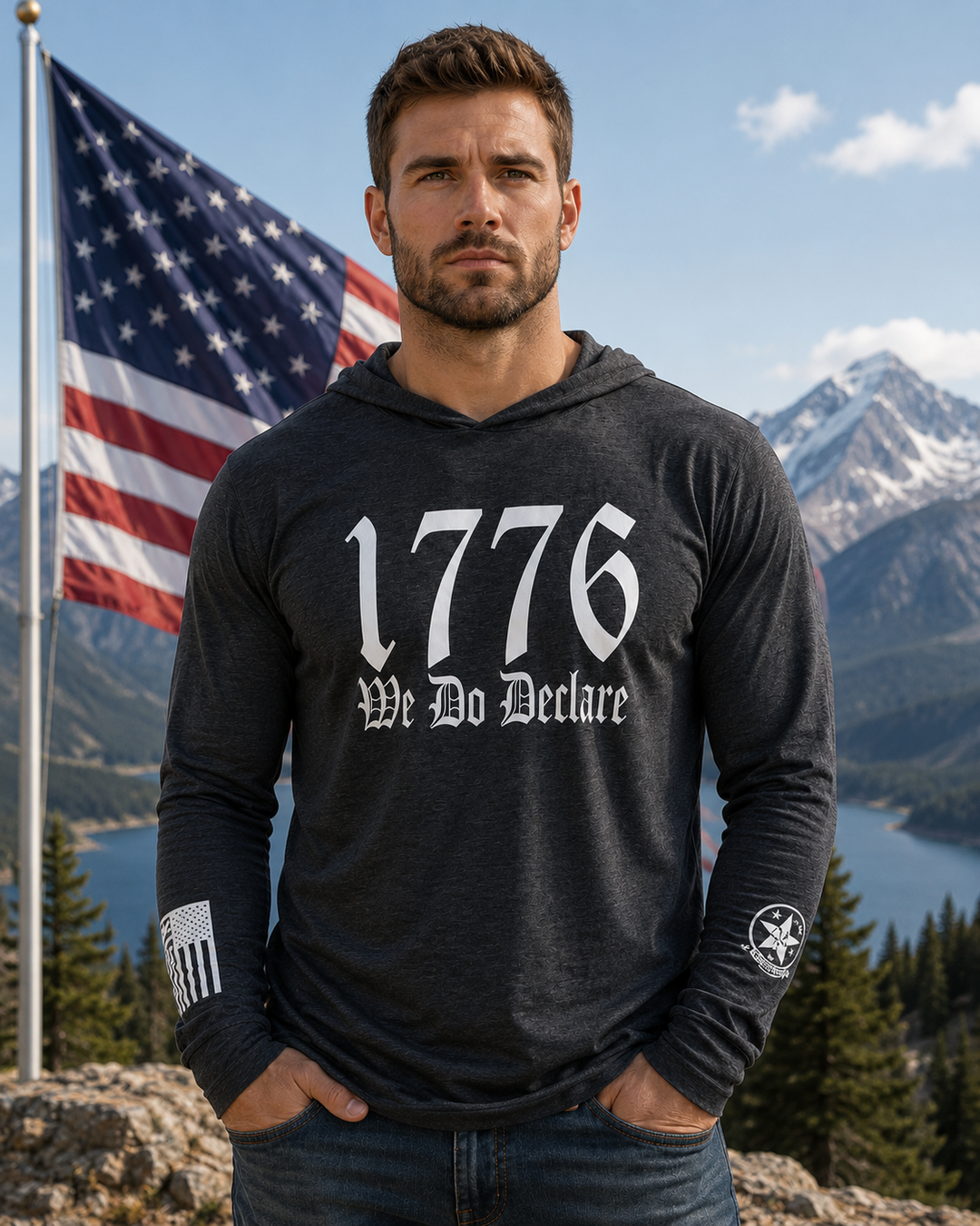 1776 Founders Hooded long-sleeve tee
