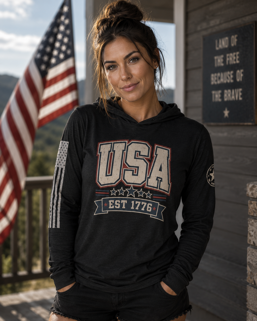 American Varsity Hooded Shirt